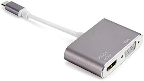 מתאם USB C ל- VGA | USB C ל- HDMI 4K | Thunderbolt 3 ל- VGA HDMI UHD עבור iPad/MacBook Pro/Samsung S8